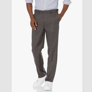 AMAZON ESSENTIALS Men's Classic-Fit Flat-Front Pants Sz 38x32 - Dark Grey NWOT